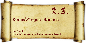 Kormányos Baracs névjegykártya