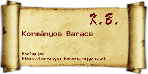Kormányos Baracs névjegykártya